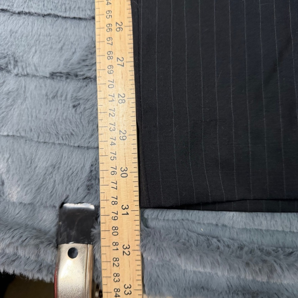 Pronto Uomo Mens Black Pinstripe 100% Wool Dress Pants Size 32 Waist Flat Front - Picture 4 of 9